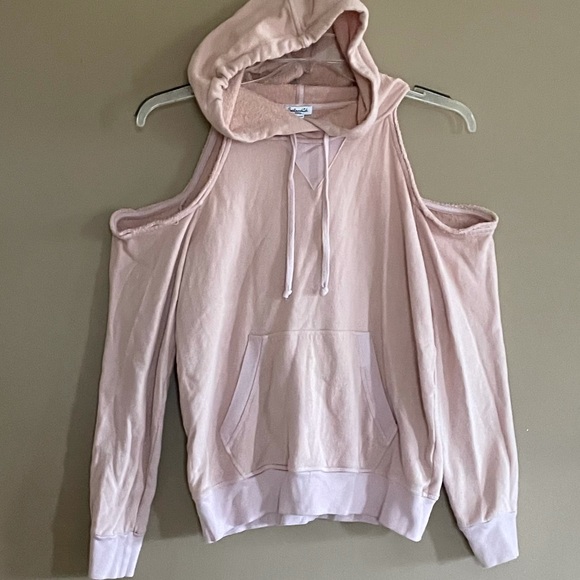 Splendid Tops - Splendid Blush Pink Open Shoulder Hooded Sweatshirt. Size S